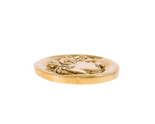 Paperweight (Presse Papier) - Handmade Solid Metal Desk Accessory - Alexander the Great Design, Gold