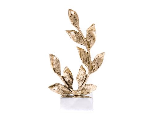 Laurel Branch - Handmade Bronze Metal Table Ornament - 7.0'' (18cm)