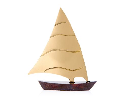 Sailing Boat - Handmade Metal Decorative Nautical Ornament - Oxidized Bronze - Small 4.3'' (11cm)