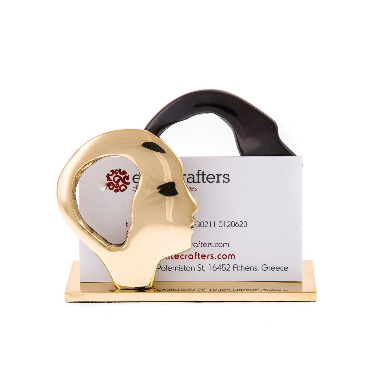 Business Card Holder Handmade Solid Metal Desk Accessory 2 Faces Design. Desk gift