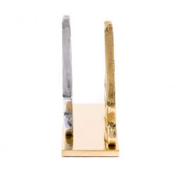 Business Card Holder - Handmade Solid Metal Desk Accessory - Two Sailing Boats Design, Gold & Silver Color