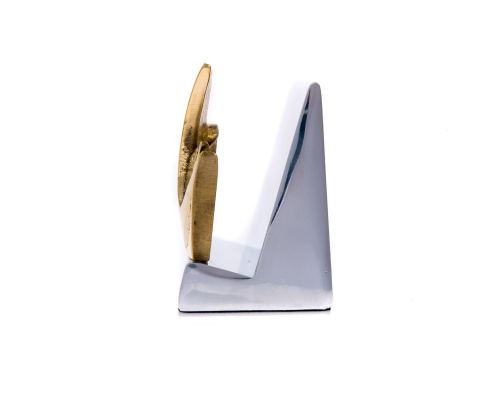 Business Card Holder - Handmade Solid Metal Desk Accessory - Golden Bird Design