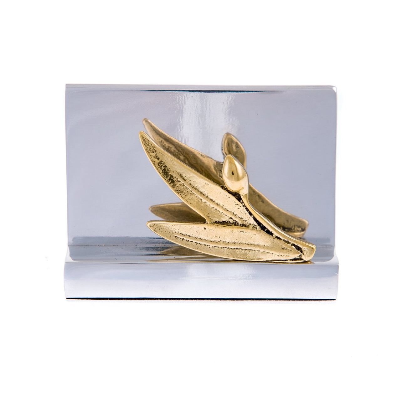 Business Card Holder Handmade Solid Metal Desk Accessory Golden Business Card Holder Handmade Solid Metal Desk Accessory Golden Olive Branch Design