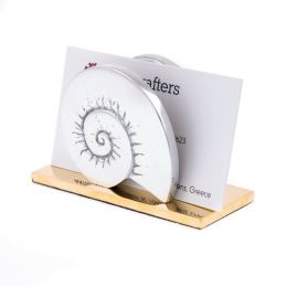 Business Card Holder - Handmade Solid Metal Desk Accessory - Nautilus Design