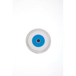 Paperweight (Presse Papier) - Handmade Solid Metal Desk Accessory - "Eye" Design, Silver & Blue