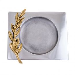 Desk Accessories Set of 2 - Olive Branch Design - Handmade Solid Metal - Ashtray & Pen or Pencil Holder