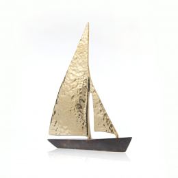 Sailing Boat, Set of 3 - Handmade Metal Decorative Nautical Ornament - Bronze, Gold & Black - Small, Medium & Large