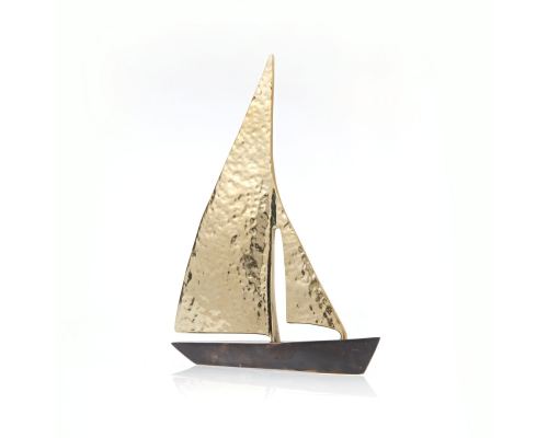 Sailing Boat, Set of 3 - Handmade Metal Decorative Nautical Ornament - Bronze, Gold & Black - Small, Medium & Large