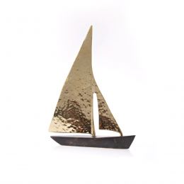 Sailing Boat, Set of 3 - Handmade Metal Decorative Nautical Ornament - Bronze, Gold & Black - Small, Medium & Large