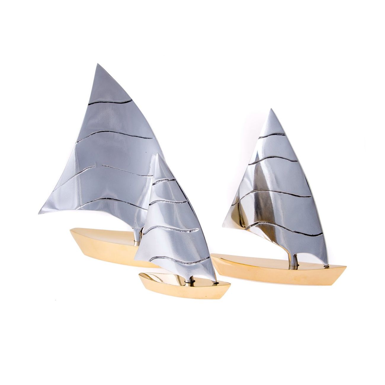 Aluminium Sailing Boats Exclusive Decor Ship Models SET OF 3 PIECES f 