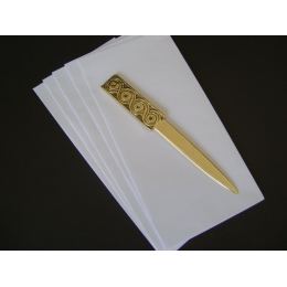 Desk Accessories Set of 2 - Archaic Design - Handmade Solid Metal - Decorative Storage Box & Letter Opener
