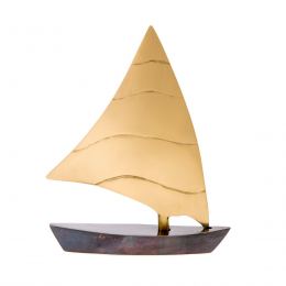 Sailing Boat - Handmade Metal Decorative Nautical Ornament - Oxidized Bronze - Medium 6.3'' (16cm)