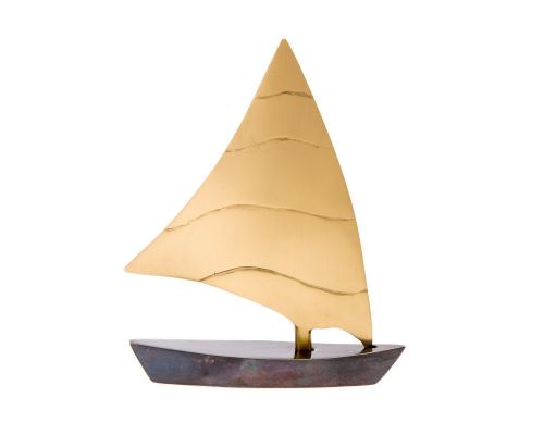 Sailing Boat - Handmade Metal Decorative Nautical Ornament - Oxidized Bronze - Medium 6.3'' (16cm)