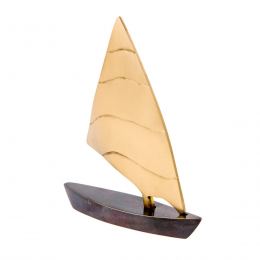 Sailing Boat - Handmade Metal Decorative Nautical Ornament - Oxidized Bronze - Medium 6.3'' (16cm)