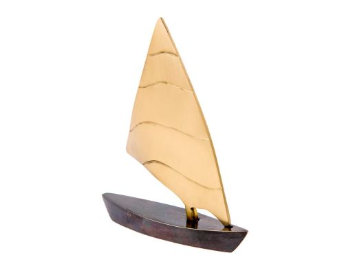 Sailing Boat - Handmade Metal Decorative Nautical Ornament - Oxidized Bronze - Medium 6.3'' (16cm)