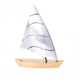 Sailing Boat - Handmade Metal Decorative Nautical Ornament - Bronze & Aluminum - Medium 6.3'' (16cm)