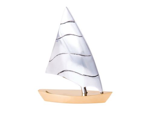 Sailing Boat - Handmade Metal Decorative Nautical Ornament - Bronze & Aluminum - Medium 6.3'' (16cm)