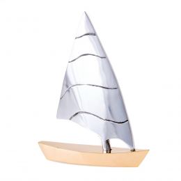 Sailing Boat - Handmade Metal Decorative Nautical Ornament - Bronze & Aluminum - Medium 6.3'' (16cm)