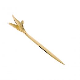 Letter Opener, "Olive Branch" Design - Handmade Solid Bronze Desk Accessory