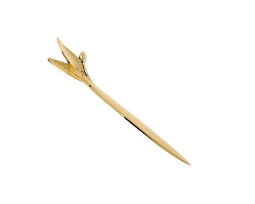 Letter Opener, "Olive Branch" Design - Handmade Solid Bronze Desk Accessory