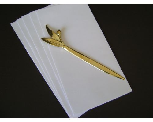 Letter Opener, "Olive Branch" Design - Handmade Solid Bronze Desk Accessory