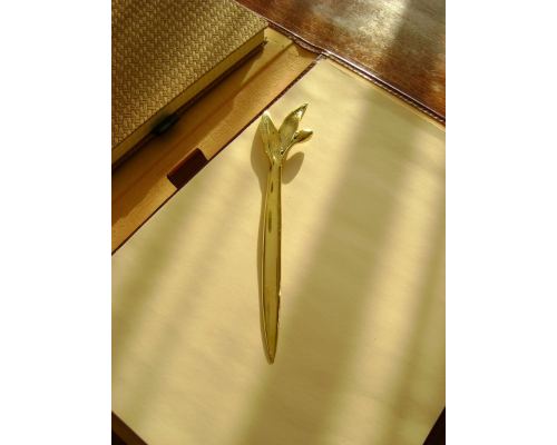 Letter Opener, "Olive Branch" Design - Handmade Solid Bronze Desk Accessory