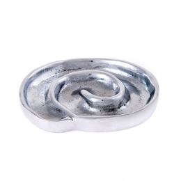 Ashtray - Handmade Solid Aluminum - Spiral Design - Silver