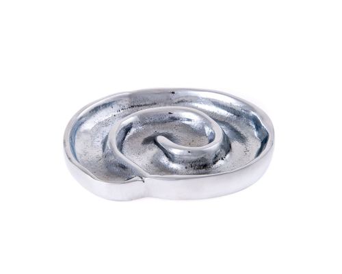 Ashtray - Handmade Solid Aluminum - Spiral Design - Silver