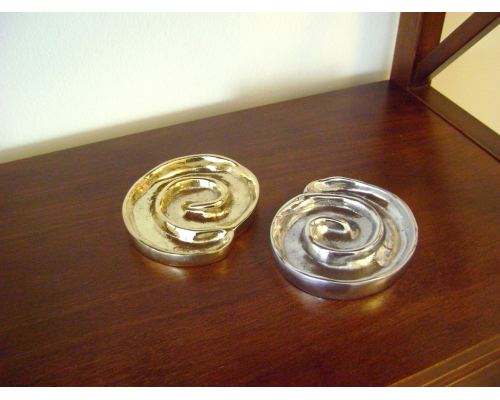 Ashtray - Handmade Solid Bronze - Spiral Design - Gold