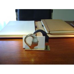 Business Card Holder - Handmade Solid Metal Desk Accessory - 2 Faces Design