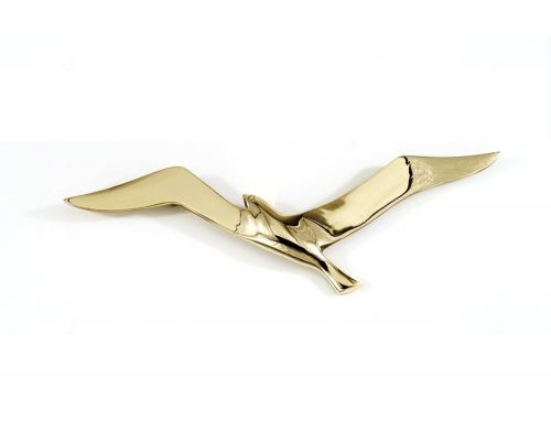 Flying Seagull Bird - Handmade Metal Wall Art Decor - Gold, Small 27cm (10.6")