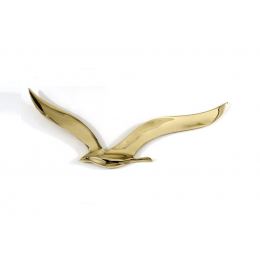 Flying Seagull Bird - Handmade Metal Wall Art Decor - Gold, Large 35cm (13.6'')