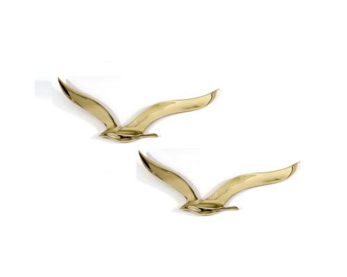 Flying Seagull Bird - Handmade Metal Wall Art Decor - Gold, Large 327cm 