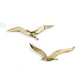 Flying Seagull Bird - Handmade Metal Wall Art Decor - Gold - Small & Large