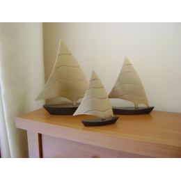 Sailing Boat - Handmade Metal Decorative Nautical Ornament - Oxidized Bronze - Medium 6.3'' (16cm)