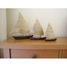 Sailing Boat - Handmade Metal Decorative Nautical Ornament - Oxidized Bronze - Large 7.4'' (19cm)