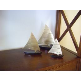 Sailing Boat - Handmade Metal Decorative Nautical Ornament - Oxidized Bronze - Small 4.3'' (11cm)