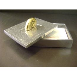 Decorative Box - Desk Accessory - Nautilus Design - Handmade Solid Aluminum & Bronze