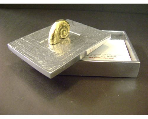 Decorative Box - Desk Accessory - Nautilus Design - Handmade Solid Aluminum & Bronze