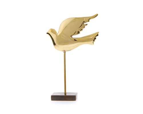 Dove Bird Μetal Decorative Sculpture - Ηandmade Bronze Table Ornament - Short, 18cm