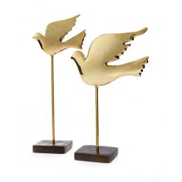 Dove Bird Μetal Decorative Sculpture - Ηandmade Bronze Table Ornament - Short, 18cm