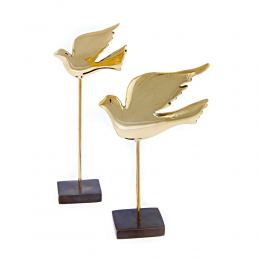 Dove Bird Μetal Decorative Sculpture - Ηandmade Bronze Table Ornament - Short, 18cm