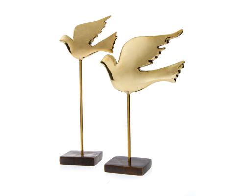 Dove Bird Μetal Decorative Sculpture - Ηandmade Bronze Table Ornament - Tall, 21cm