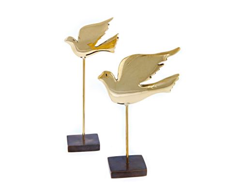 Dove Bird Μetal Decorative Sculpture - Ηandmade Bronze Table Ornament - Tall, 21cm