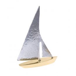 Sailing Boat - Handmade Metal Decorative Nautical Ornament - Bronze & Aluminum - Gold & Silver - Large 9.0'' (23cm)