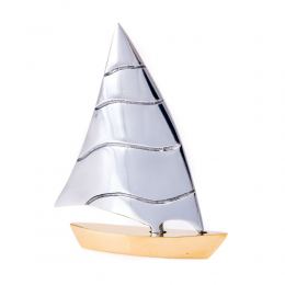 Sailing Boat - Handmade Metal Decorative Nautical Ornament - Bronze & Aluminum - Small 4.3'' (11cm)