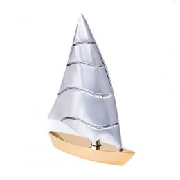 Sailing Boat - Handmade Metal Decorative Nautical Ornament - Bronze & Aluminum - Small 4.3'' (11cm)