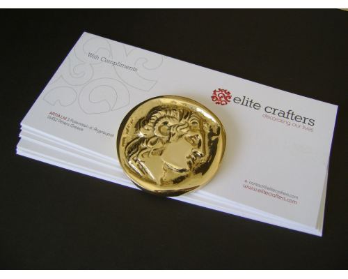 Paperweight (Presse Papier) - Handmade Solid Metal Desk Accessory - Alexander the Great Design, Gold