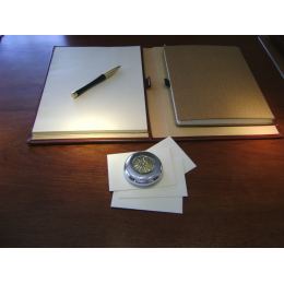 Paperweight (Presse Papier) - Handmade Solid Metal Desk Accessory - Sun of Vergina Design, Gold & Silver