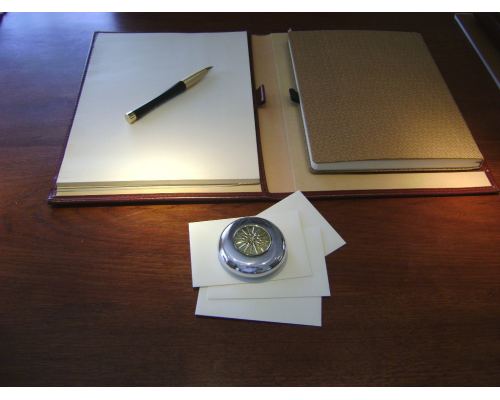 Paperweight (Presse Papier) - Handmade Solid Metal Desk Accessory - Sun of Vergina Design, Gold & Silver